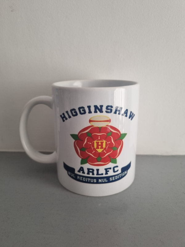Higginshaw ARLFC mug with the club crest